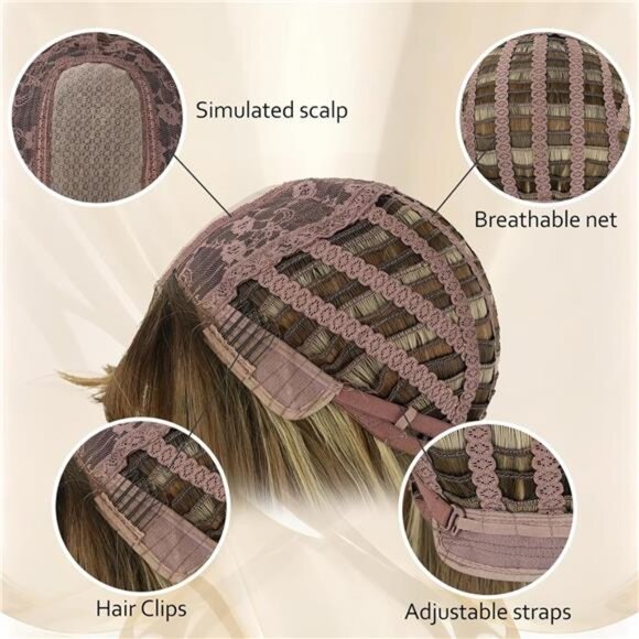 Brown Long Straight Layered Wig with Bangs for Women - Picture 4 of 5